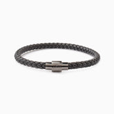 Riblor Vittorio Leather Bracelet Black And Gunmetal Clasp